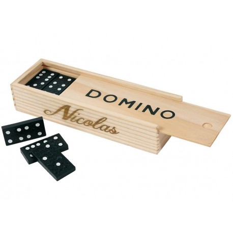 Boite de domino en bois  28 Pièces gravés au laser