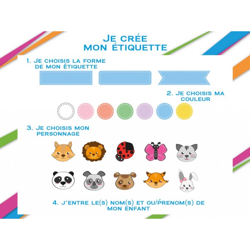 Etiquettes thermocollantes pour textiles et vêtements enfant Mercredi et  Patati - Le petit Souk