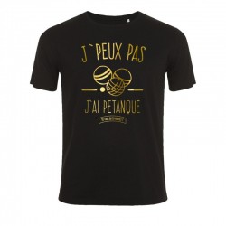 Tee-shirt  Unisexe imprimé Je peux pas j ai petanque noire et or